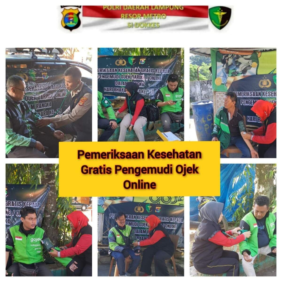 Biddokkes Polda Lampung Gelar Bakti Sosial Pelayanan Kesehatan Mobile untuk Pengemudi Ojek Online